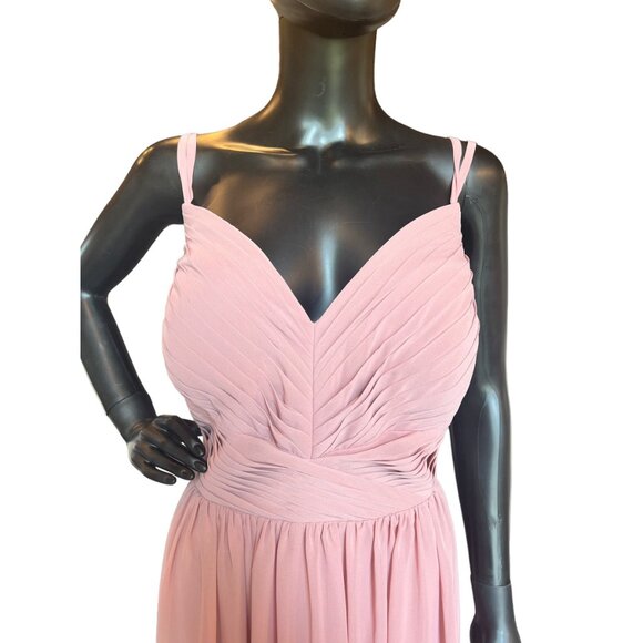 Rose Chiffon Lace Back Azazi Formal Dress - Picture 2 of 5